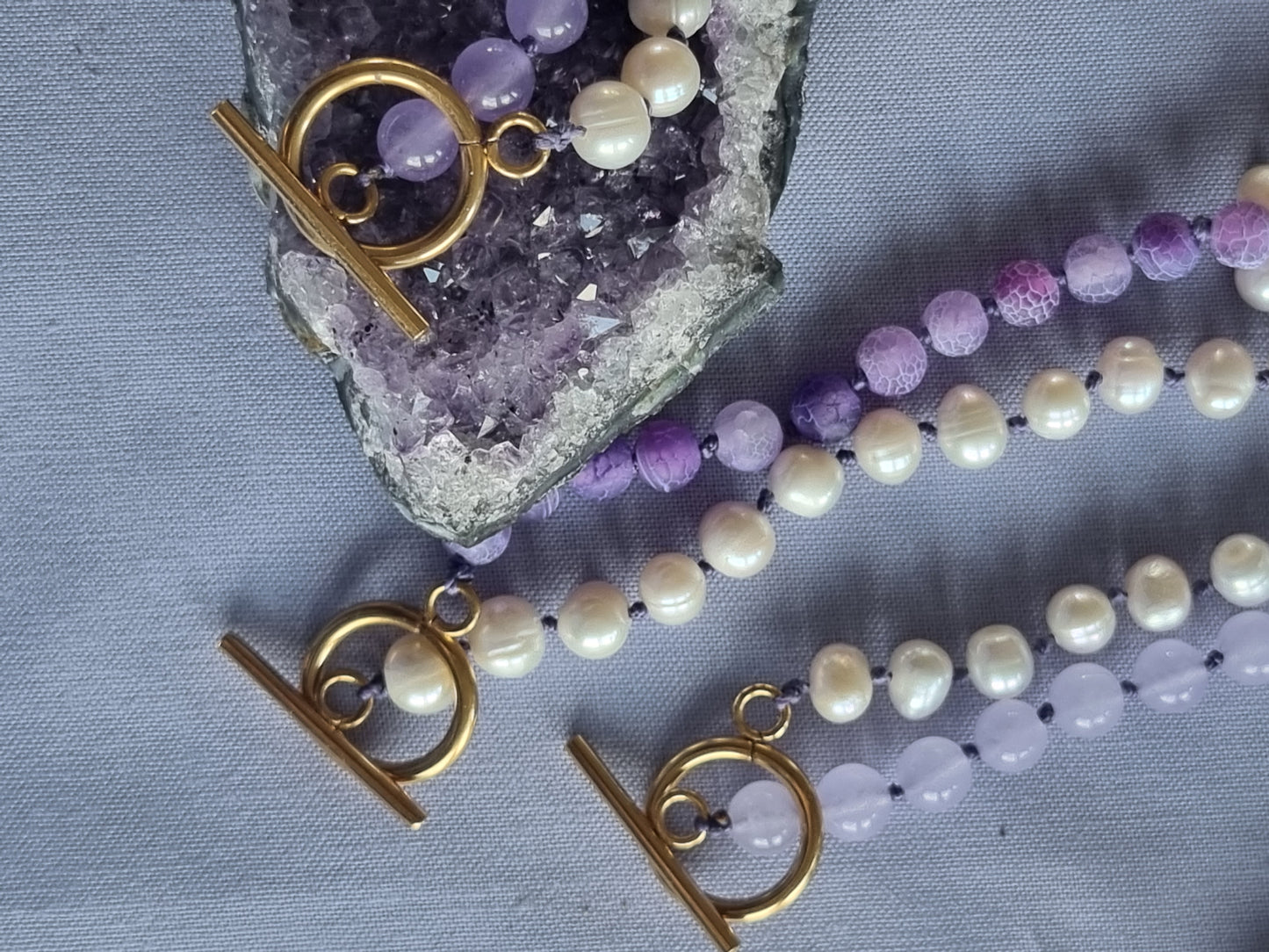 Light Purple Jade & Freshwater Pearls