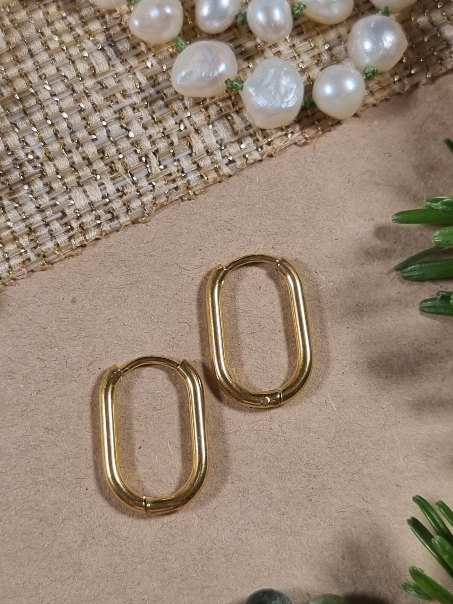 Gold Oval Hoops