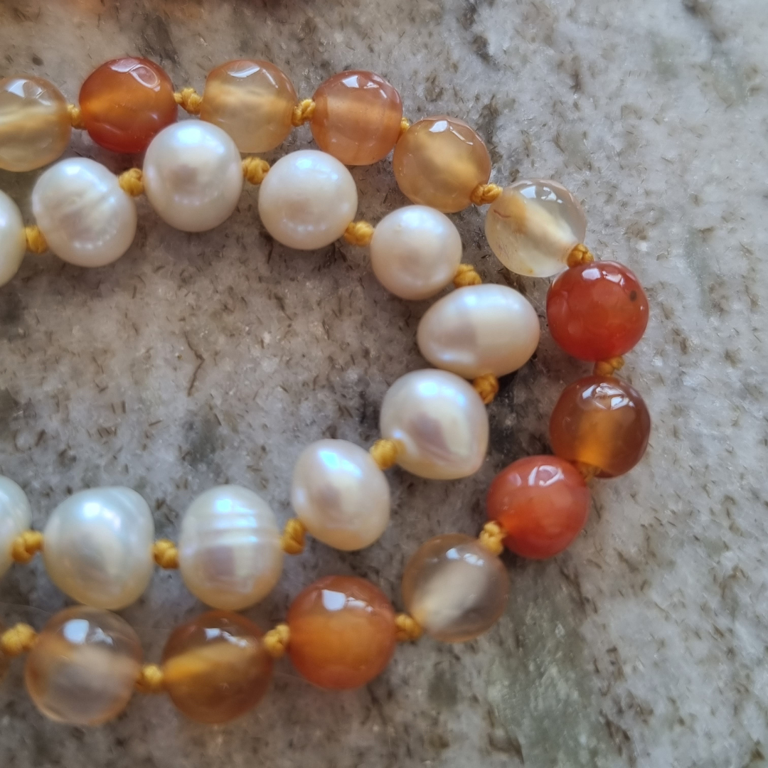 Orange Agate & Freshwater Pearls🥭