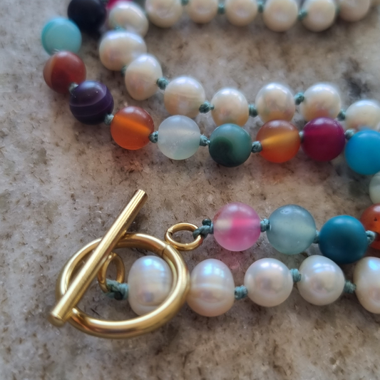 Colorful Agate & Freshwater Pearls🍭