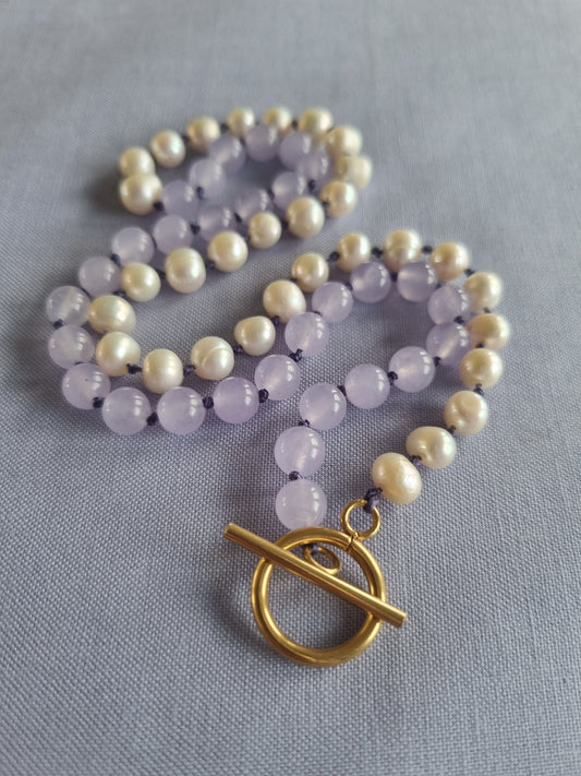Light Purple Jade & Freshwater Pearls